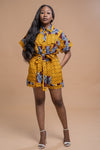 Rosa Ankara Playsuit | Yellow African Print