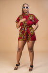 Regina Ankara Playsuit | Red African Print