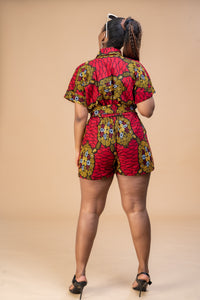 Regina Ankara Playsuit | Red African Print