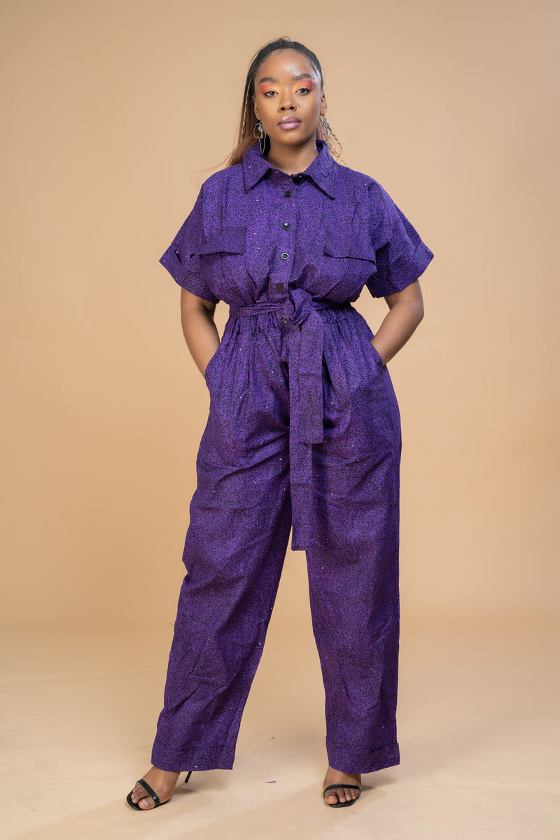 Myra Ankara Jumpsuit | Purple African Print