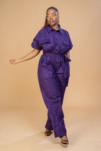 Myra Ankara Jumpsuit | Purple African Print