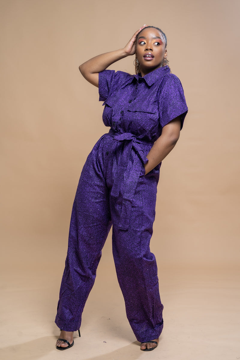 Myra Ankara Jumpsuit | Purple African Print