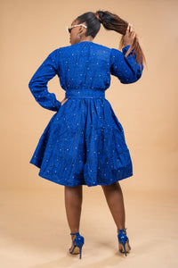 Susan Ankara Midi Dress | Blue African Print