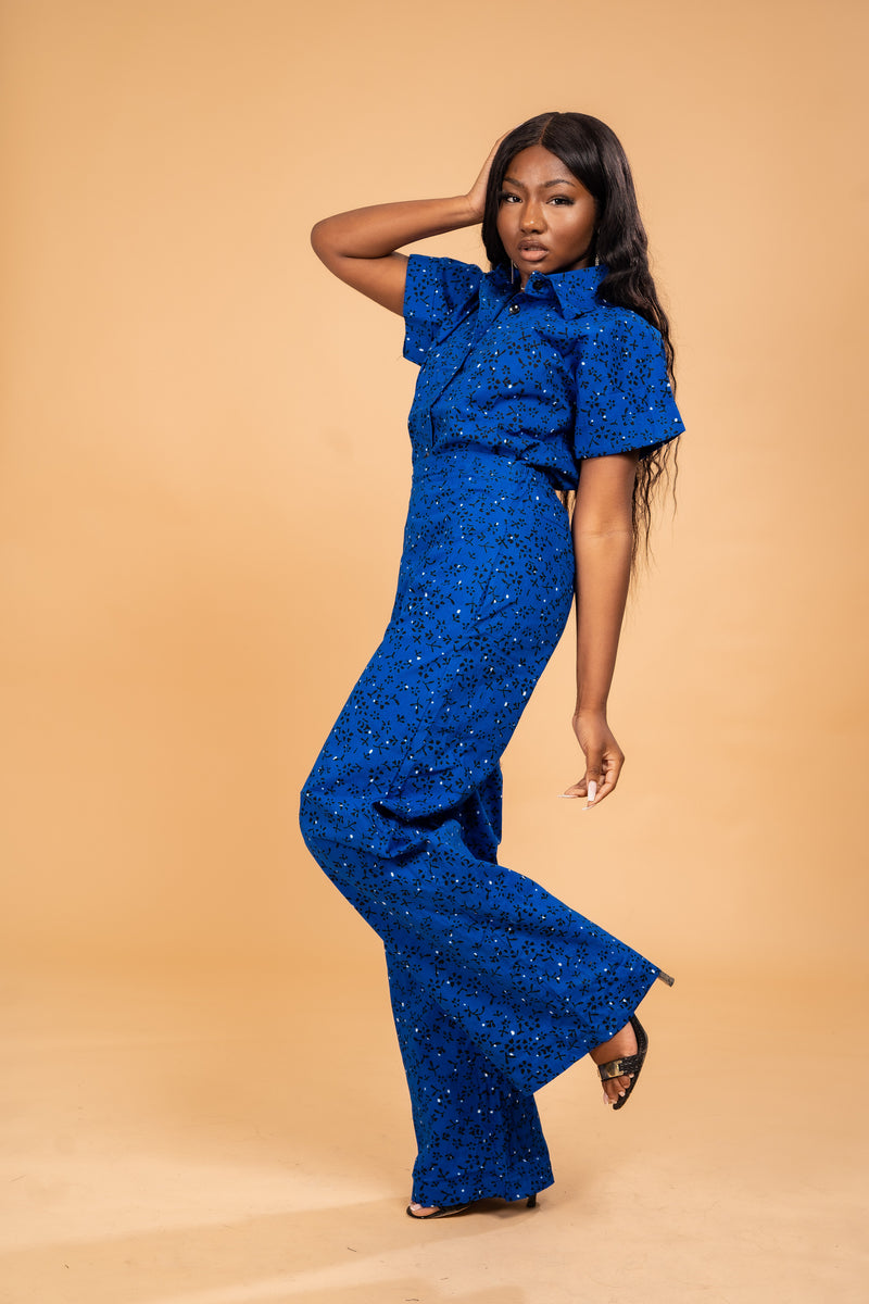 Atinu Ankara Short Sleeve Shirt | Blue African Print