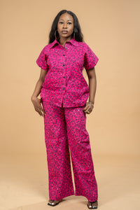 Angela Ankara High Waisted Trouser | Pink African Print