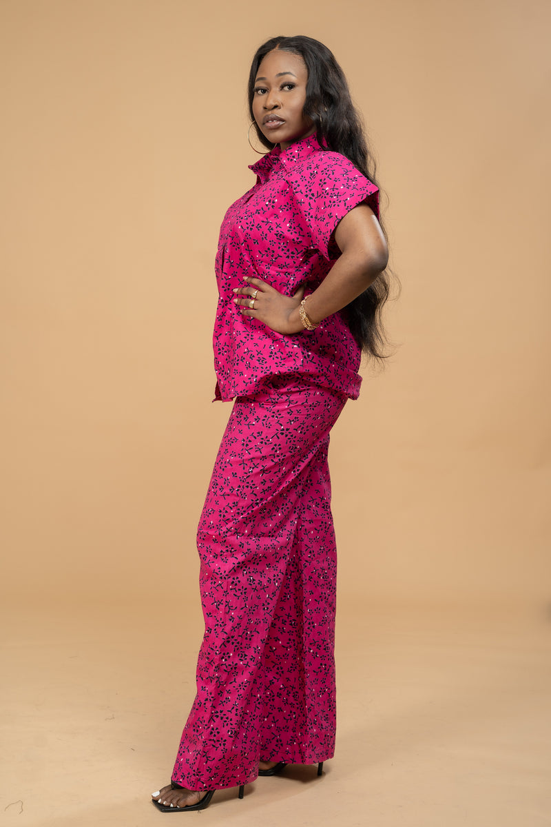 Angela Ankara High Waisted Trouser | Pink African Print