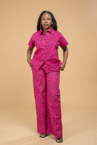 Angela Ankara High Waisted Trouser | Pink African Print