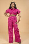 Angela Ankara High Waisted Trouser | Pink African Print