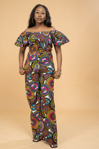 Aviana High Waisted Trouser | Pink Multicolored African Print