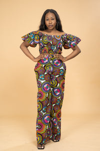 Aviana High Waisted Trouser | Pink Multicolored African Print