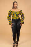 Millie Ankara Crop Top | Yellow and Blue African Print