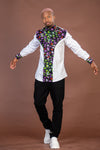 Turner Ankara Mixed Print Men Shirt | White and African Ankara Print