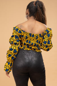 Millie Ankara Crop Top | Yellow and Blue African Print