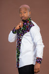 Turner Ankara Mixed Print Men Shirt | White and African Ankara Print