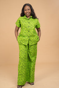 Alina Ankara High waisted Trouser | Lemon African Print