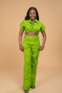 Alina Ankara High waisted Trouser | Lemon African Print