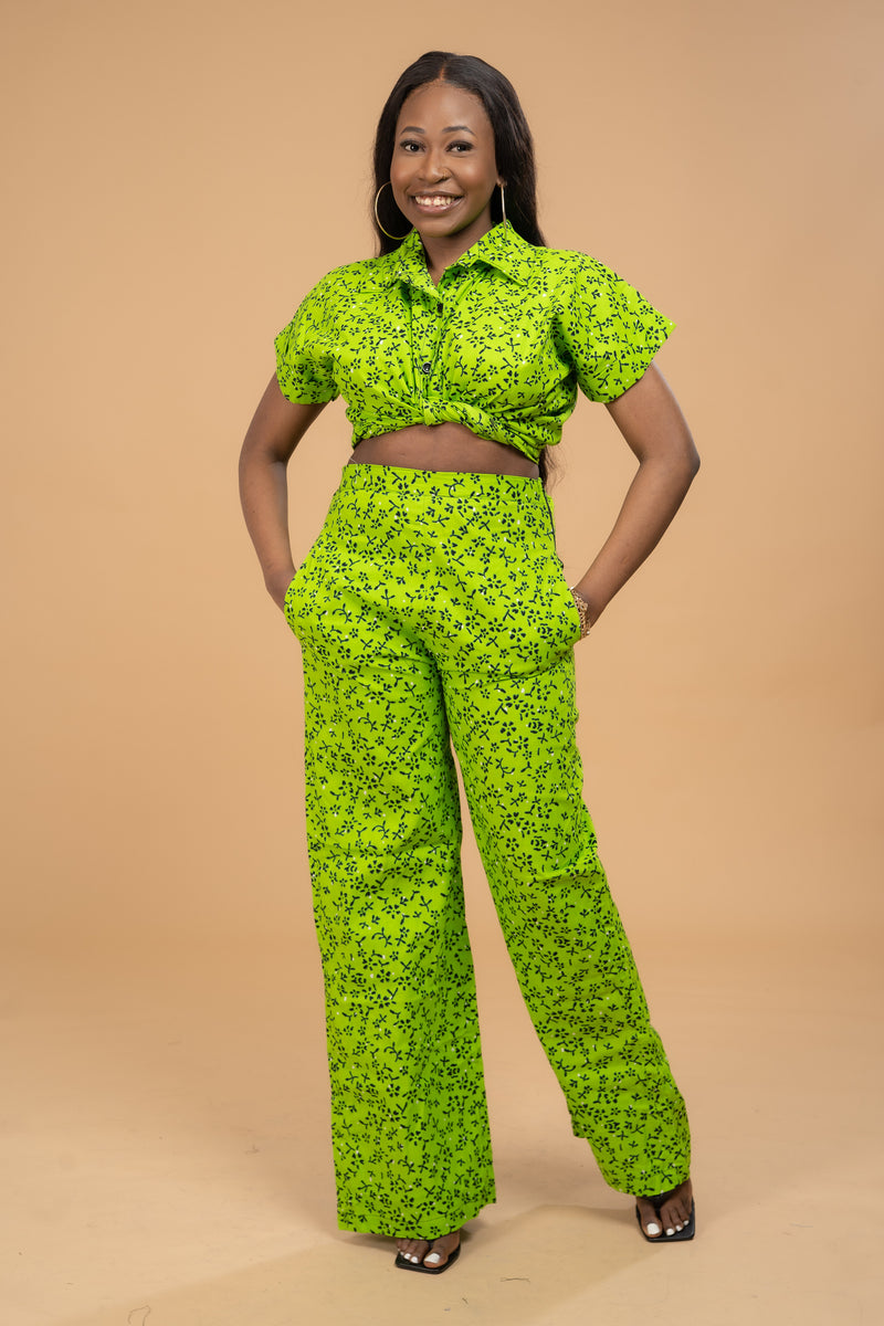 Alina Ankara High waisted Trouser | Lemon African Print