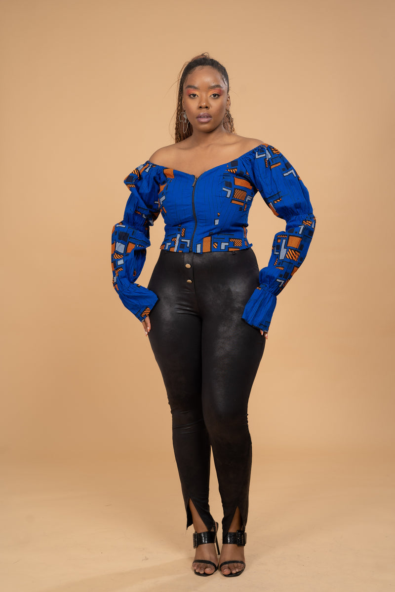 Mimz Ankara Crop Top | Blue African Print