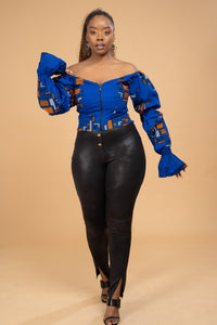 Mimz Ankara Crop Top | Blue African Print