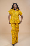 Adana Ankara High waisted Trouser | Yellow African Print