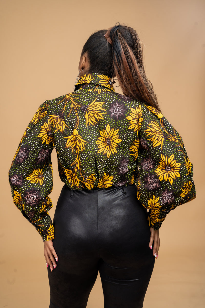 Miah Ankara Crop Top | Yellow and Green African Print