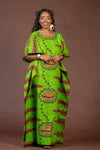 Geni Ankara Maxi Dress | Green and Brown African Print