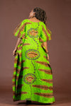 Geni Ankara Maxi Dress | Green and Brown African Print