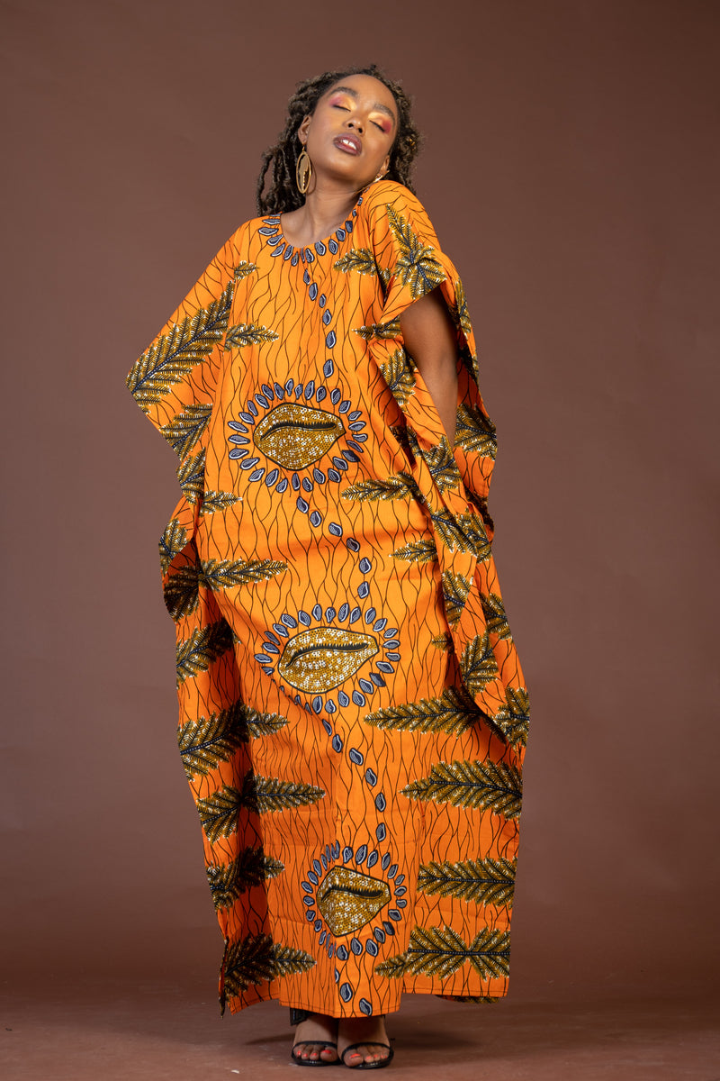 Georgia Ankara Maxi Dress | Yellow African Print