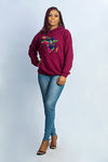 African Map Burgundy Hoodie Top