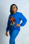 African Map Blue Sweatshirt Top