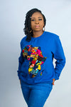 African Map Blue Sweatshirt Top