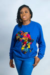 African Map Blue Sweatshirt Top