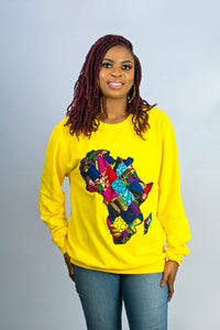 African Map Yellow Sweatshirt Top