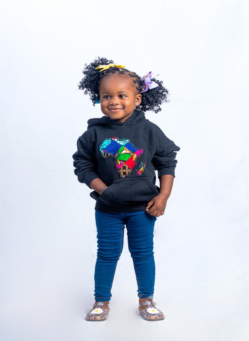 African Map Black Kids Hoodie