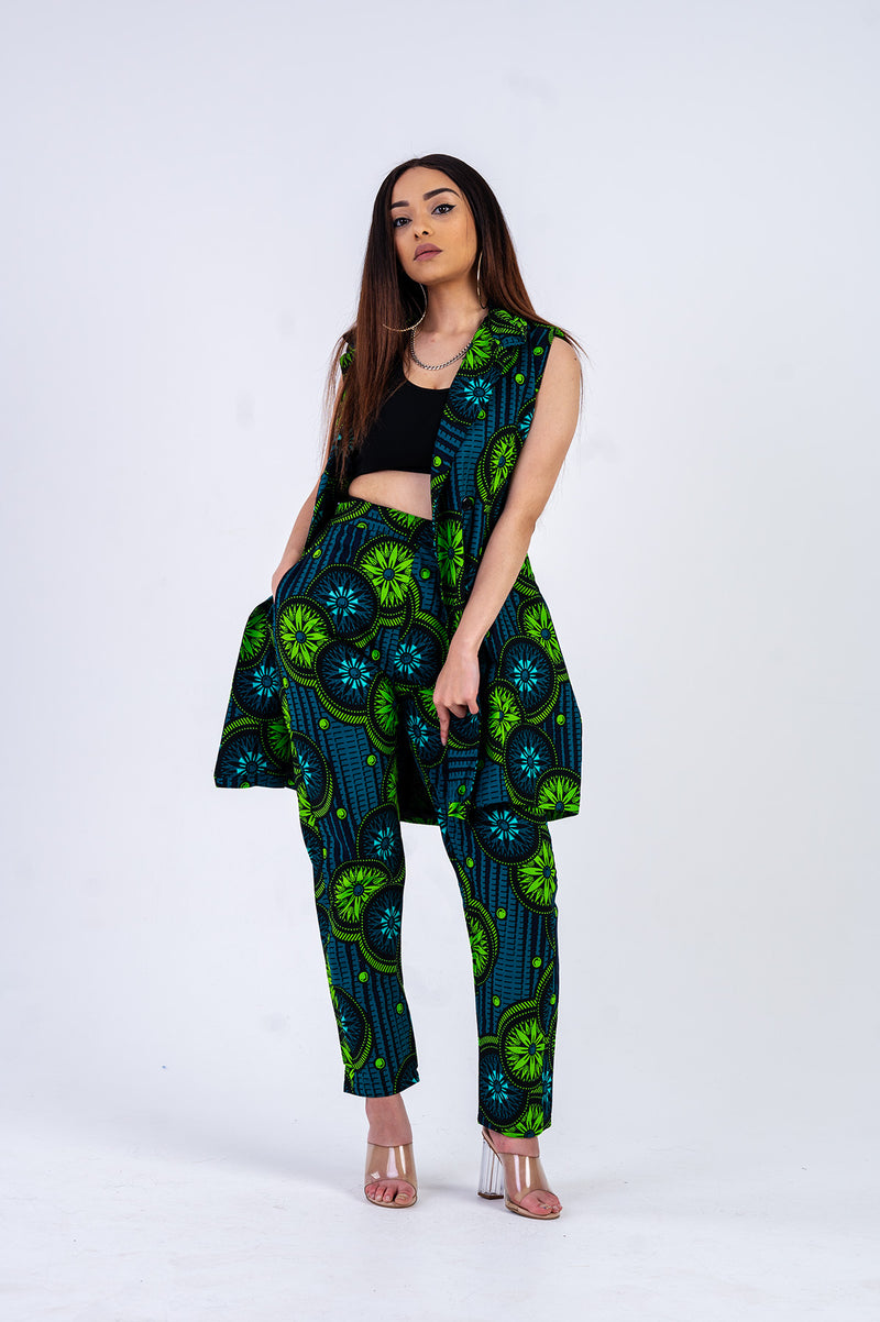 Beverly Ankara Jacket | Green African Print