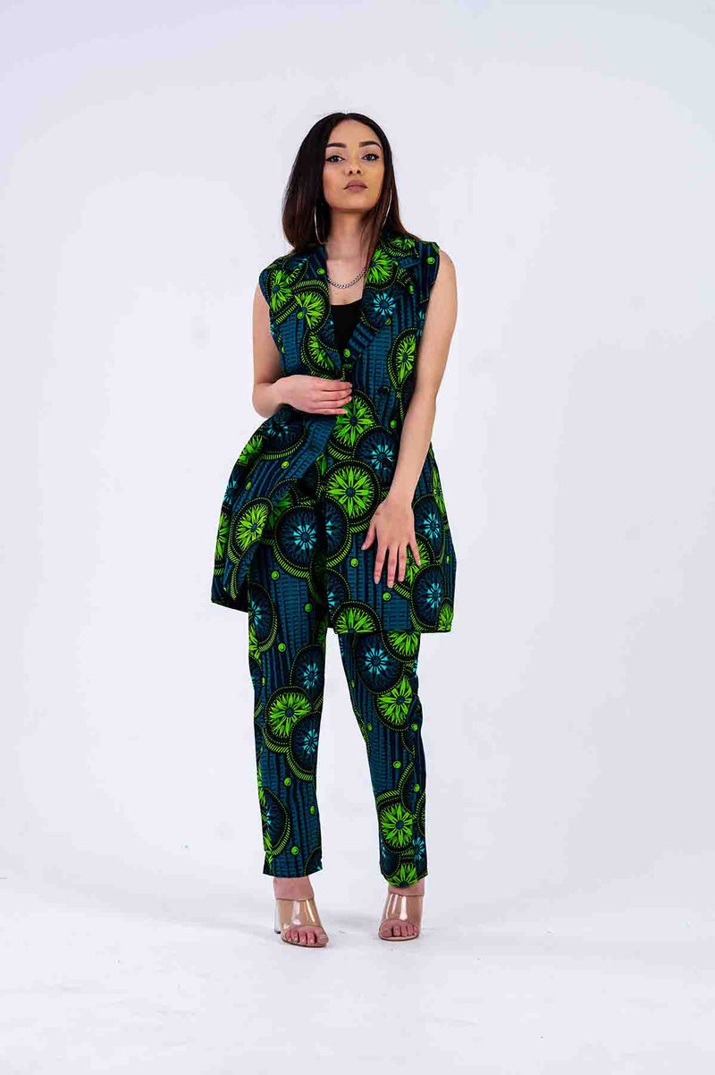 Beverly Ankara Jacket | Green African Print