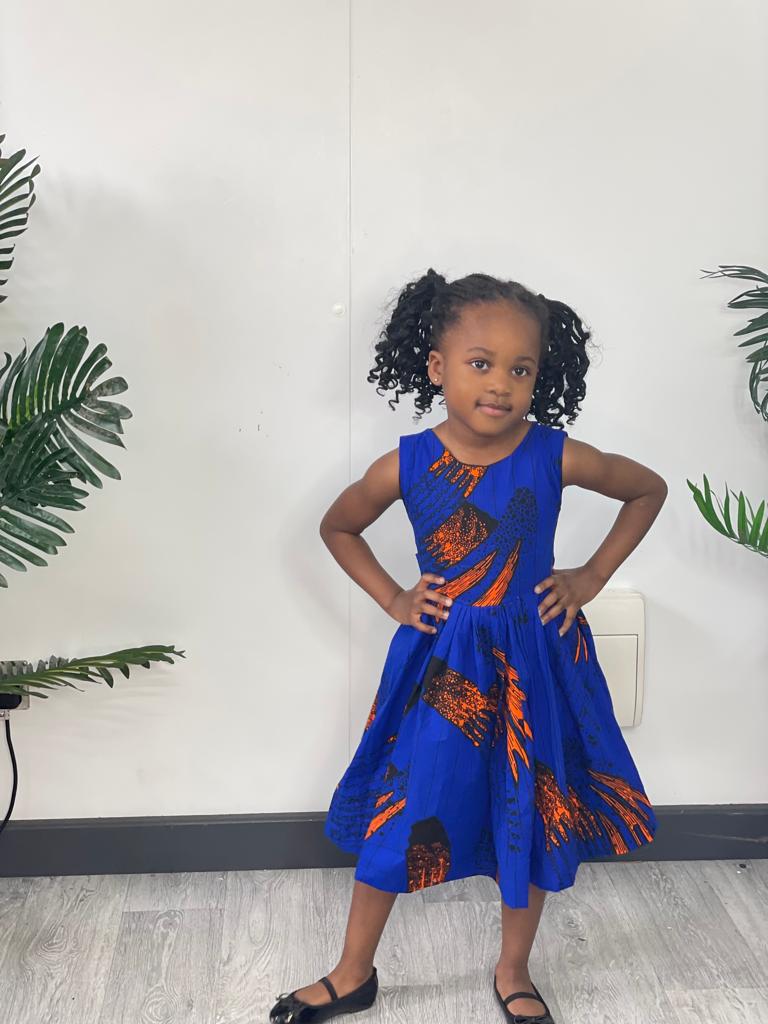 Alisha Ankara girls dress | Blue African Print