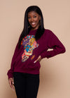 African Map Burgundy Sweatshirt Top