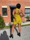 Gladys Ankara High Waisted Shorts | Yellow and Black African Print