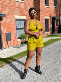 Gladys Ankara High Waisted Shorts | Yellow and Black African Print