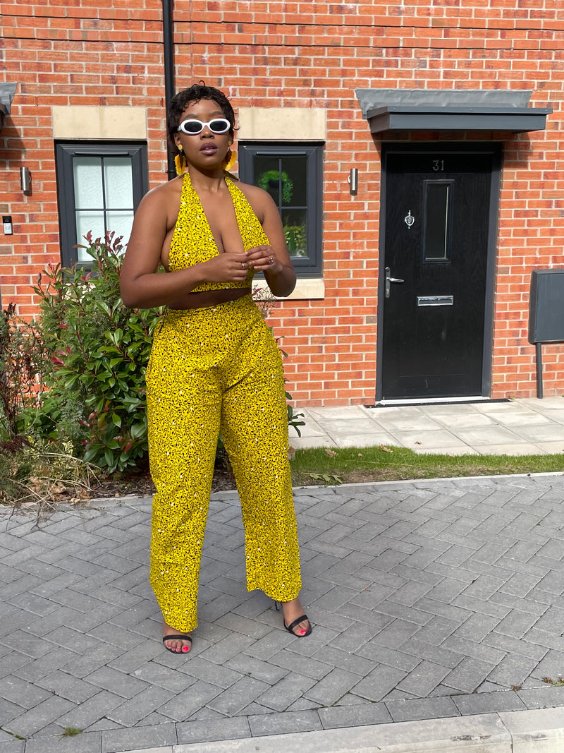 Gladys Ankara High Waisted Trouser | Yellow and Black African Print