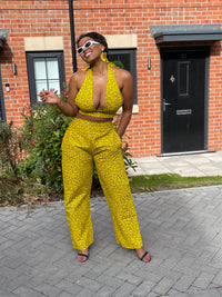 Gladys Ankara High Waisted Trouser | Yellow and Black African Print