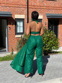 Goldy Ankara High Waisted Trouser | Green African Print