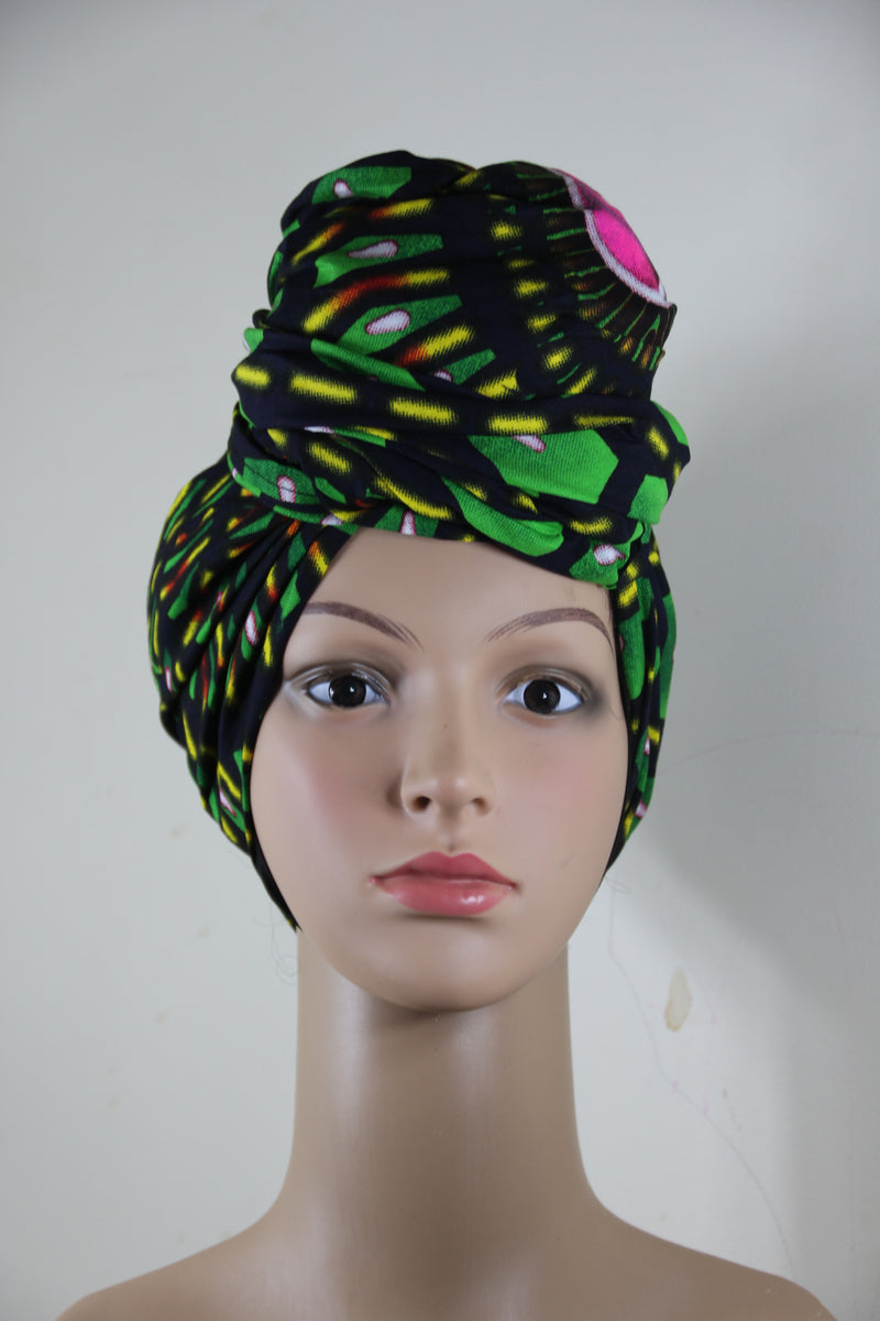 Ifey Green and Black Ankara Headwrap/Scarf