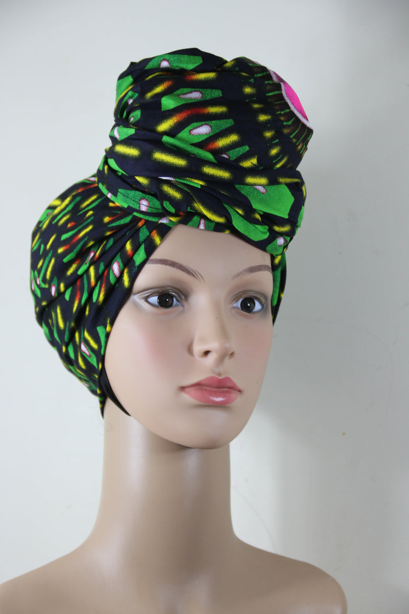 Ifey Green and Black Ankara Headwrap/Scarf