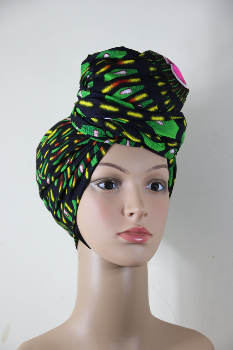 Ifey Green and Black Ankara Headwrap/Scarf