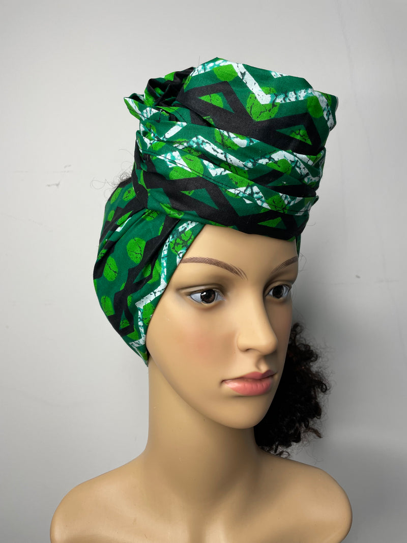 Skyler Green and White Ankara Headwrap/Scarf