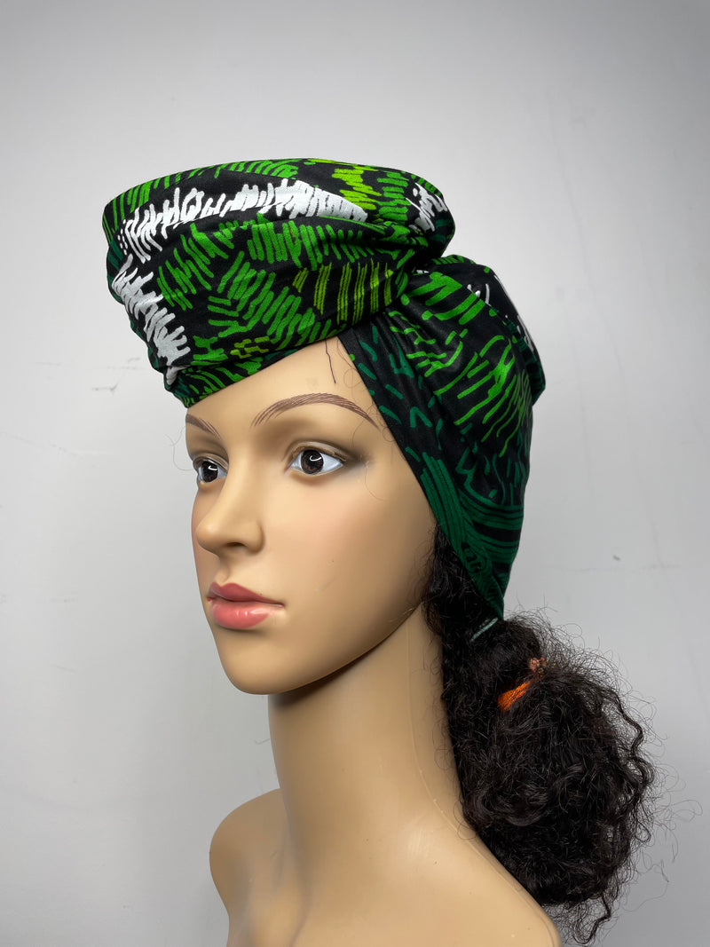 Jocelyn Green and White Ankara Headwrap/Scarf