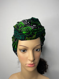 Merlina Green and Black Ankara Headwrap/Scarf