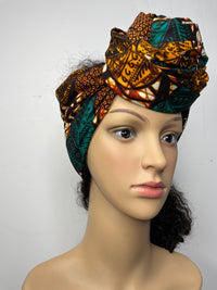 Jessie Brown and Green Ankara Headwrap/Scarf